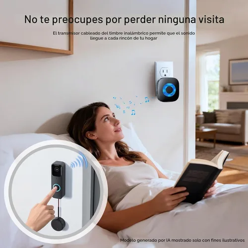 Vista 2 de Timbre inalámbrico compatible con timbre de video Blink (1ª y 2ª generación), kit extensor de timbre de video con elegante transmisor redondo