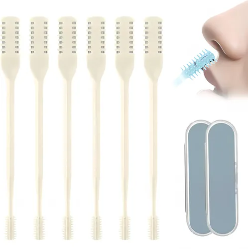 Vista 13 de Cortador de pelo nasal portátil, esencial de viaje para hombres y mujeres, herramientas de eliminación de vello de fosas nasales de doble cara