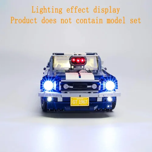 Vista 6 de GEAMENT Kit de luces de bloques de versión mejorada para el modelo de construcción Creator Expert Ford Mustang, compatible con el auto Lego 10265