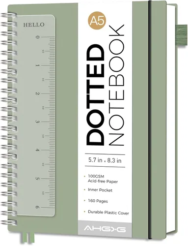 Vista 28 de AHGXG Diario de puntos, cuaderno en espiral de cuadrícula de puntos de 8.5 x 11 pulgadas, cuaderno de puntos grande A4, papel grueso de 3.53 oz/m²