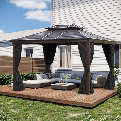 Vista 6 de slashome - Cortinas impermeables para gazebo de 10'x10', para exteriores, negras, universales, de repuesto, 4 paneles, paredes laterales