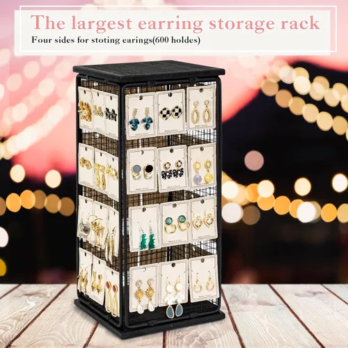 Vista 5 de Organizador de joyas para collares, soporte para joyas de 5 niveles, 600 agujeros, soporte de exhibición de aretes para mujeres y niñas, exhibición
