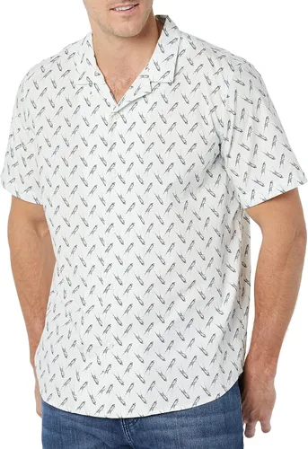 Vista 4 de Tienda Essentials Camisa de algodón vacacional para hombre, manga corta ajustada