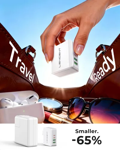 Vista 7 de LENCENT Cargador de pared USB múltiple, [22W/4.4A] Adaptador de corriente de viaje USB de 4 puertos, cargador de teléfono celular todo en uno