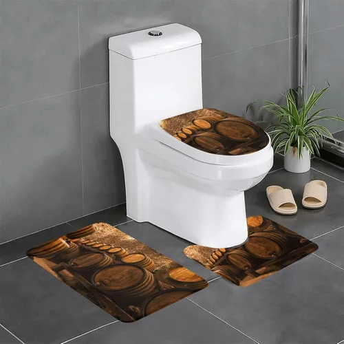 Vista 10 de FFEXS Juego de alfombras de baño de 3 piezas con estampado de rosas negras góticas, 1 alfombrilla rectangular para el suelo, 1 almohadilla de piso