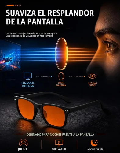 Vista 5 de TIJN Blue Light Blocking Glasses, Square Frame for Computer Gaming Negro