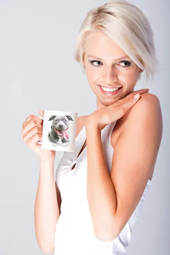 Vista 2 de Winston & Bear Happy Pit Bull Mug - Taza de café de cerámica de 15 onzas, regalo para los amantes de los perros