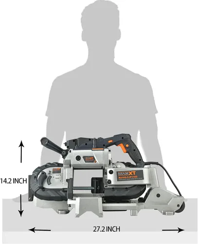Vista 8 de MAXXT Sierra de cinta con base de aluminio ligero, sierra de cinta de corte profundo de 10 amperios y 5 pulgadas, sierra portátil automática