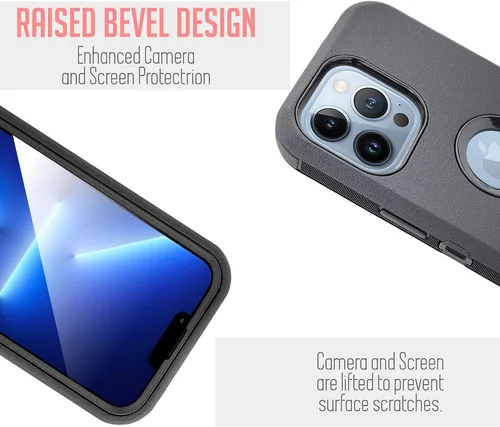 Vista 4 de Funda diseñada para iPhone 13 Pro Max (6.7 pulgadas), protección contra caídas de cuerpo completo con clip para cinturón, funda resistente