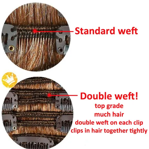 Vista 3 de Extensiones de cabello ondulado, doble trama, 7 piezas con 16 clips, largo de 24 pulgadas