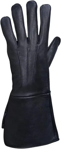 Vista 8 de Glamtron Guantes medievales renacentistas de piel de cordero pura guantes de guantelete para cosplay