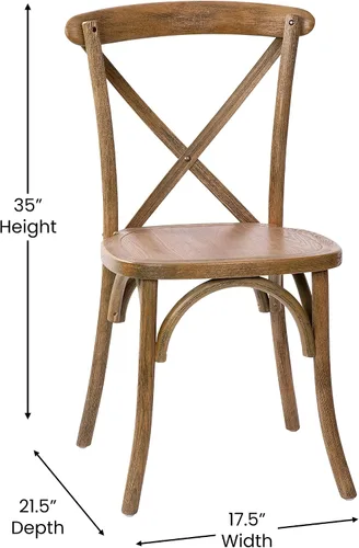 Vista 3 de Flash Furniture Advantage - Silla con respaldo en X natural oscuro raspado a mano Hand Stained Finish, Durable Construction, Commercial Use