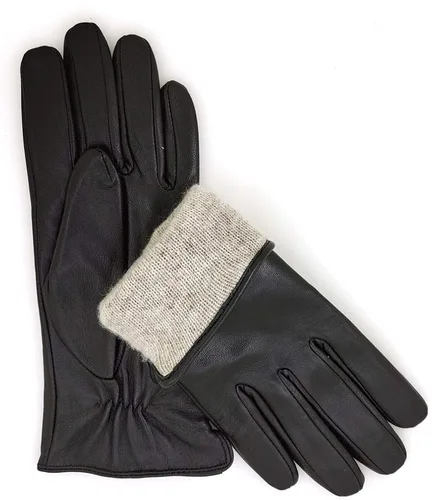 Vista 4 de ZLUXURQ Guantes de piel de cordero suave para mujer, con forro de cachemira