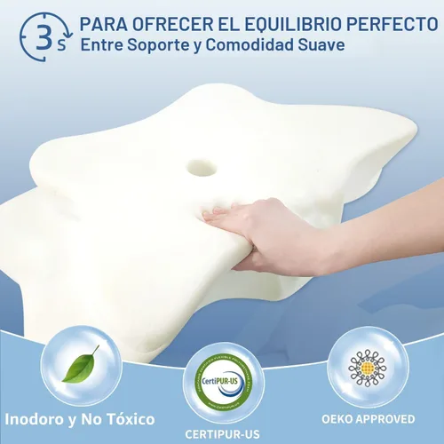 Vista 7 de Almohada Cervical para Alivio del Dolor para Soporte del Cuello, Almohada Ergonómica Ajustable para Dormir Cómodamente, Almohadas Ortopédicas