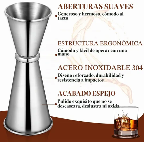 Vista 4 de Yaomiao Jigger de 2 onzas y 1 oz para bartending doble cóctel jigger japonés Jigger taza medidora de acero inoxidable para el hogar, bar, licor