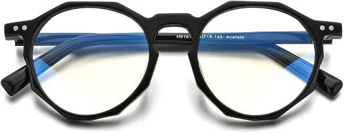 Vista 4 de HEPIDEM Gafas de acetato para hombre marco de anteojos ópticos de miopía redondo retro vintage