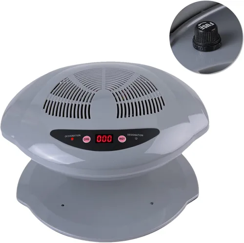 Vista 5 de Secador de esmalte de uñas profesional, 400 W, secadora de aire de doble temperatura para manos y pies, gris, 110 V