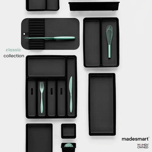 Vista 6 de madesmart Tapete grande para cuchillos, organizador de cuchillos de agarre suave para 11 cuchillos, inserto de cajón antideslizante que protege