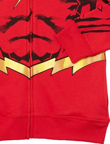 Vista 3 de DC Comics Little Flash Cosplay - Sudadera con capucha y capa para niños, talla 4-20