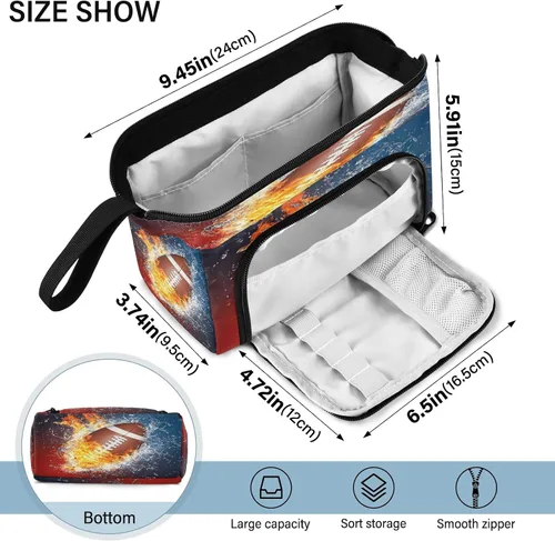 Vista 3 de SUABO Estuche para lápices de gran capacidad, bolsa de agua de fuego de fútbol americano, estuche para lápices, bolsa de papelería, bolsa