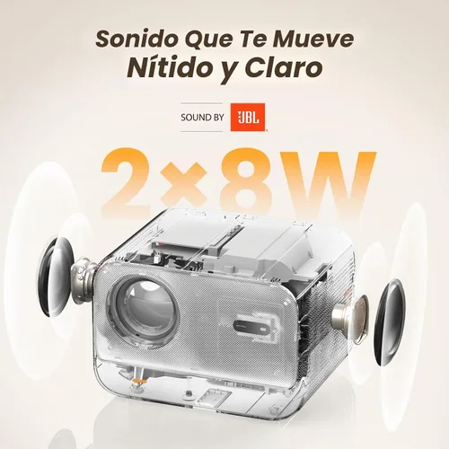 Vista 2 de [Sonido de JBL y alto brillo] Proyector Yaber con WiFi y Bluetooth, enfoque automático/corrección Keystone, proyector de película de sonido 3D