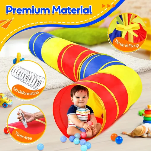 Vista 3 de Túnel de juego para niños pequeños, tienda de campaña desplegable para bebés, niños o perros con 2 lados de malla, juguetes de túnel para niños