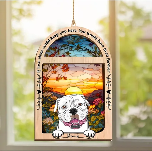 Vista 307 de LOVELYPOD Adorno de Navidad personalizado de sabueso afgano, atrapasoles con nombre, regalos de pérdida de mascotas, regalos para amantes