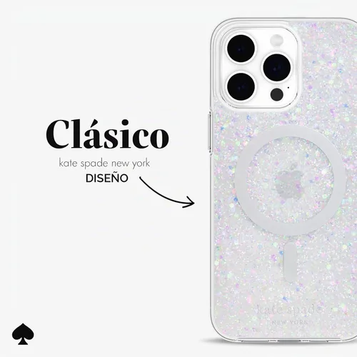 Vista 4 de Kate Spade New York Funda para iPhone 15 Pro Max, compatible con la funda MagSafe para teléfono, purpurina gruesa iridiscente