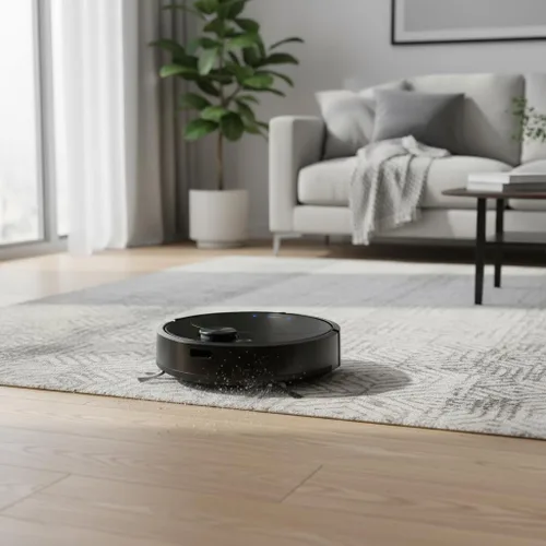 Vista 8 de Robot aspirador, potente aspirador robótico silencioso de succión limpia suelos duros a alfombras de pelo bajo, ideal para pelo de mascotas
