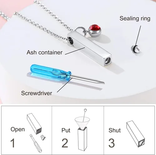Vista 246 de FindChic Collares personalizados con urna para cenizas, barra vertical, gato, luna, reloj de arena, garra de perro, acero inoxidable, chapado en oro