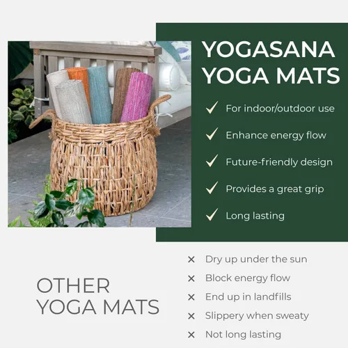 Vista 5 de Yogasana Esterilla de yoga de algodón orgánico, antideslizante, tejida a mano, plegable, alfombra de yoga que proporciona una excelente comodidad