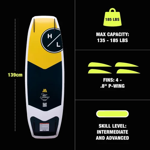 Vista 3 de Hyperlite Murray Pro Wakeboard - Wakeboard Shaun Murray Signature - Perfecto para ciclistas intermedios a avanzados - Solo tabla y aletas