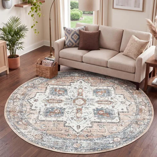 Vista 44 de jinchan Alfombra de área pequeña lavable floral vintage, alfombra de entrada simétrica de medio círculo de 2 x 3, alfombra de entrada suave de pelo