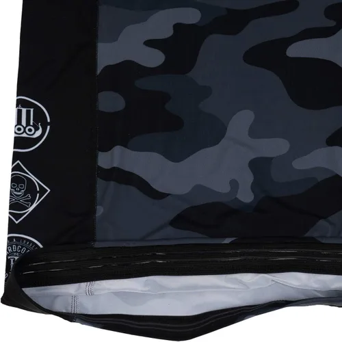 Vista 5 de Hardcore Training Camiseta de compresión para hombre, manga larga, Jiu Jitsu, MMA No-Gi, BJJ apretada, capa base de combate Negro Gris