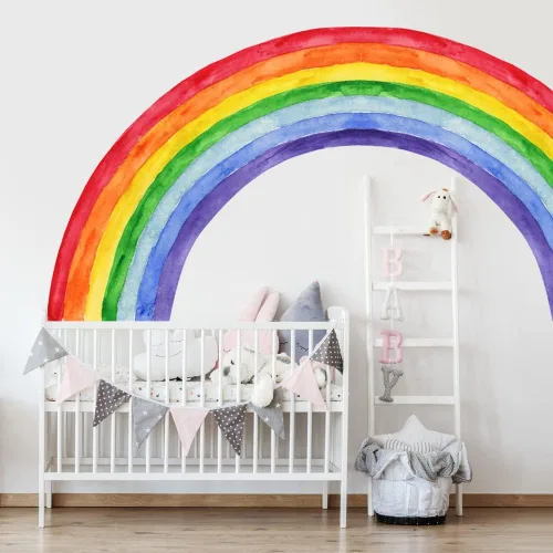Vista 2 de Calcomanías de arco iris para pared, calcomanías de pared de Escandinavia, removibles, despegar y pegar, sala de estar, dormitorio de niñas, jardín