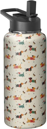 Vista 25 de Dachshund - Vaso de viaje aislado de acero inoxidable de 20 onzas con asa y pajilla, regalo para mujer, para el Día de la Madre, a prueba de fugas