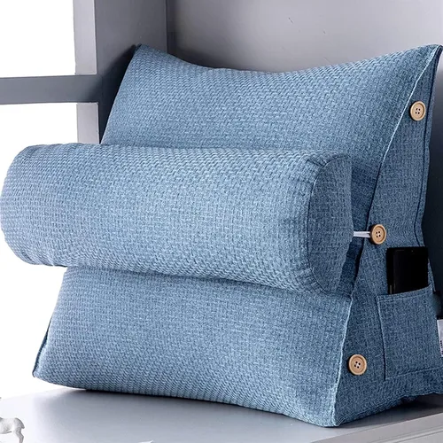Vista 4 de Almohada de apoyo lumbar, almohada triangular, respaldo de cama, ajustable extraíble, cojín grande para sala de estar, ventana de bahía