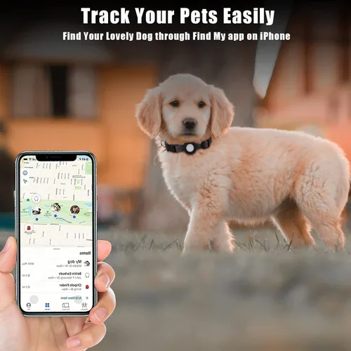 Vista 2 de Compatible con collar de perro Airtag, collar de perro ajustable con hebilla de cierre rápido duradera, collar de perro de nailon de imitación