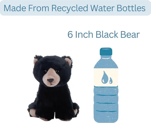 Vista 4 de The Petting Zoo Peluche de oso negro, regalos para niños, animales del zoológico Wild Onez Babiez, juguete de peluche de oso negro de 6 pulgadas