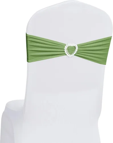 Vista 18 de Paquete de 30 cintas elásticas Howhic de elastano para sillas con lazos, banda de cubierta de silla con hebilla deslizante, lazos elásticos