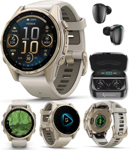 Vista 13 de Garmin Fenix 0.315 – 1.693 in Zafiro, AMOLED Multisport GPS Smartwatch, gris carbón DLC titanio con silicona negro/gris guijarro, linterna LED fenix