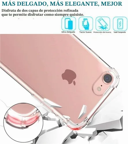 Vista 6 de Funda compatible con iPhone SE 2nd 2020 / iPhone SE 3 2022, protector de pantalla delgado, absorción de golpes, esquinas reforzadas, silicona TPU