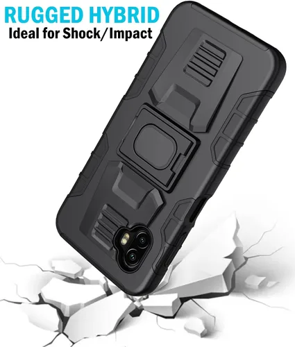 Vista 5 de Funda con clip para Galaxy XCover 6 Pro, Nakedcellphone Funda de agarre de anillo resistente con soporte [placa de montaje integrada]