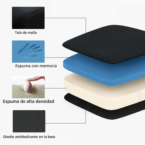 Vista 4 de Cojín de espuma viscoelástica extra gruesa de 6 pulgadas para silla de oficina, asiento elevado de 2 capas para aliviar el dolor de espalda y coxis