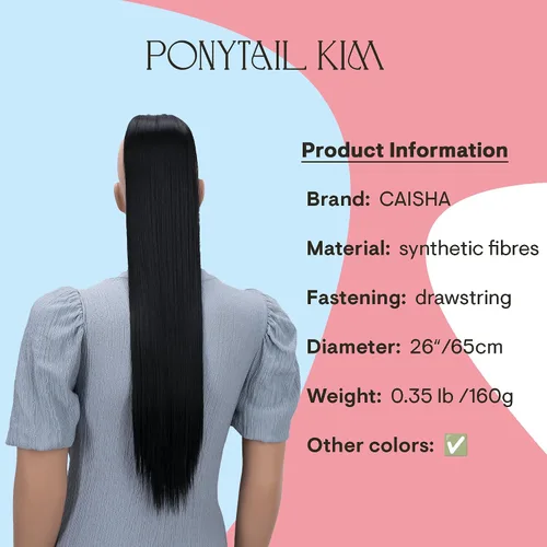 Vista 5 de CAISHA 26 "Pieza de pelo de cola de caballo con cordón negro PH601 Negro #1 PH601