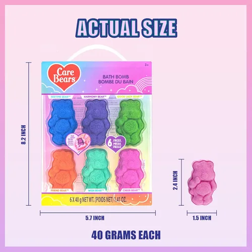 Vista 5 de Care Bears Paquete de 6 Bombas de Baño con Aroma a Chicle - Edades 3+ Bombas de Baño Moldeadas de Personajes – Colores Divertidos y Brillantes