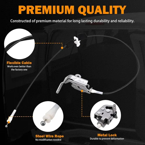 Vista 4 de Cable de pestillo de puerta trasera compatible con furgoneta Ford E350 E250 E150, modelos 1992-2009, lado del conductor, parte superior trasera