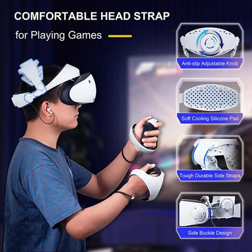 Vista 2 de Adjustable Head Strap (White) with Facial Interface and Forehead Cushion Pad for PSVR 2 VR Headset Balance Head Pressure & Relieve Forehead Pressure