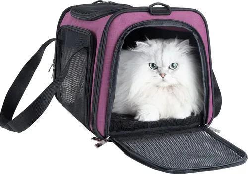 Vista 12 de Transportador suave para gatos medianos y perros pequeños con cama acogedora, 3 puertas, entrada superior, aprobado por aerolíneas, a prueba