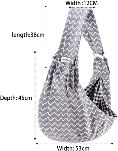 Vista 6 de FDJASGY Bolsa de mano reversible para mascotas con cinturón de seguridad de bolsillo, manos libres, para viajes al aire libre (rayas grises)